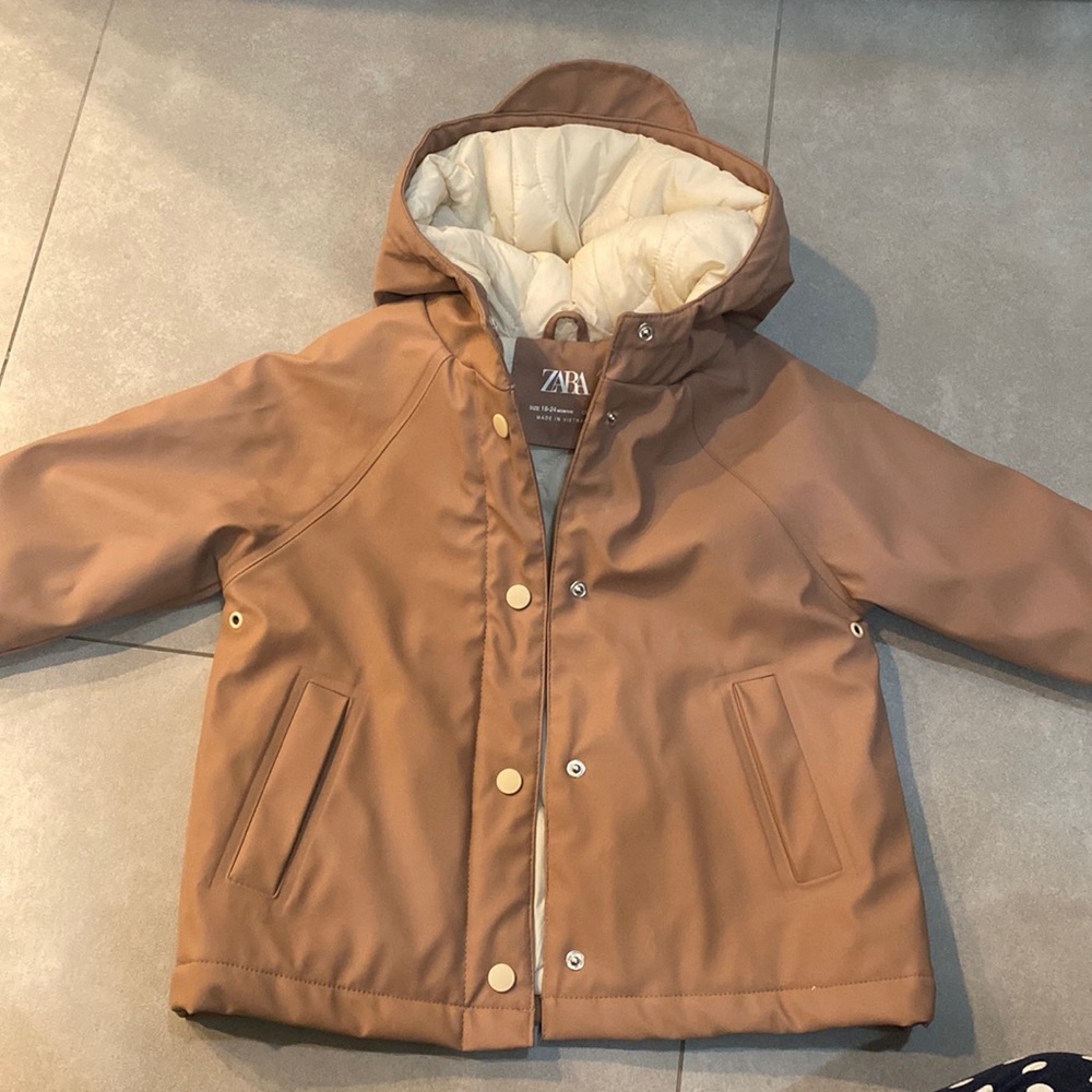 ZARA baby raincoat, muave /tan